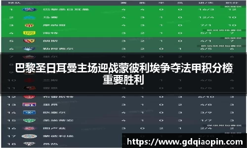巴黎圣日耳曼主场迎战蒙彼利埃争夺法甲积分榜重要胜利